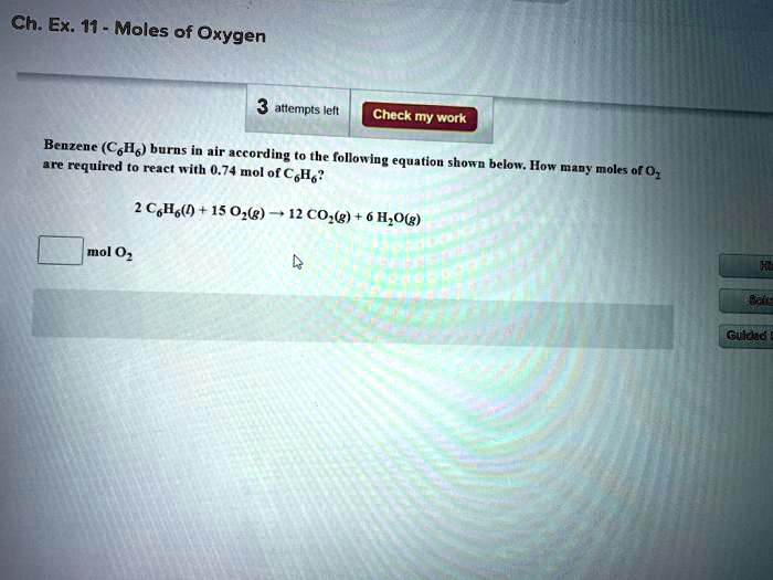 Solved Ch Ex Moles Of Oxygen Attempts Lelt Check My Work