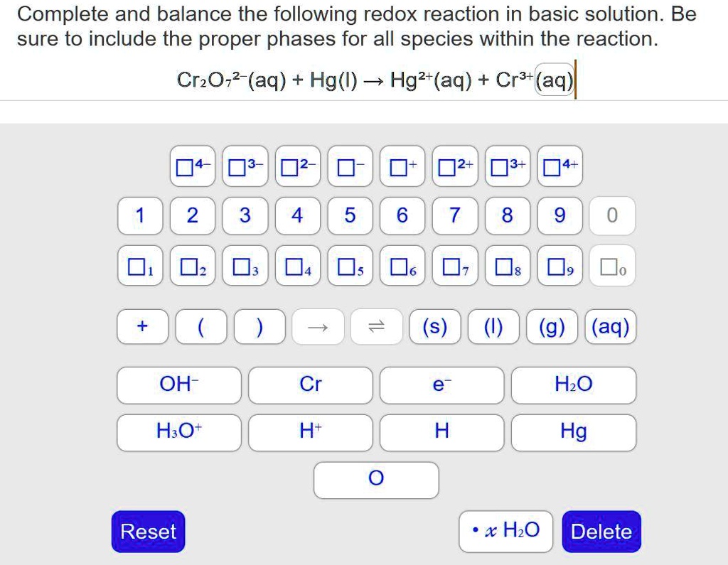 SOLVED Complete And Balance The Following Redox Reaction In Basic