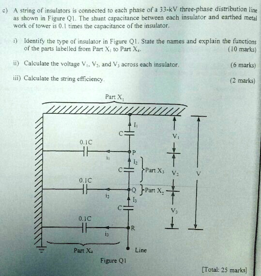 SOLVED A String Of Insulators Is Connected To Each Phase Of A 33 KV