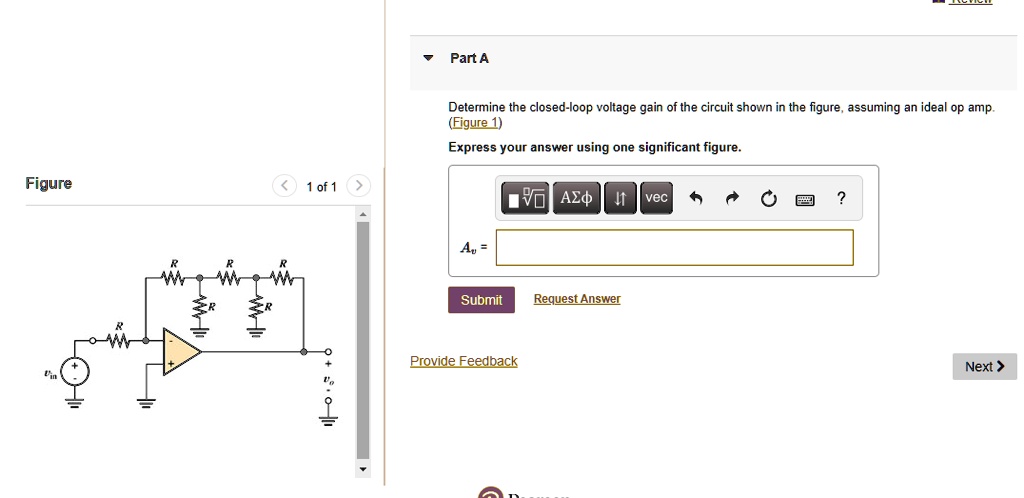 Solved Determine The Closed Loop Voltage Gain Of The Circuit Shown In