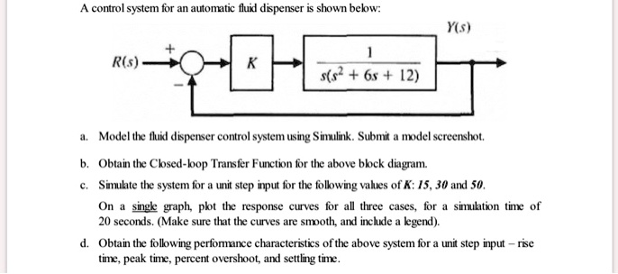 SOLVED Using Simulink A Control System For An Automatic Fluid