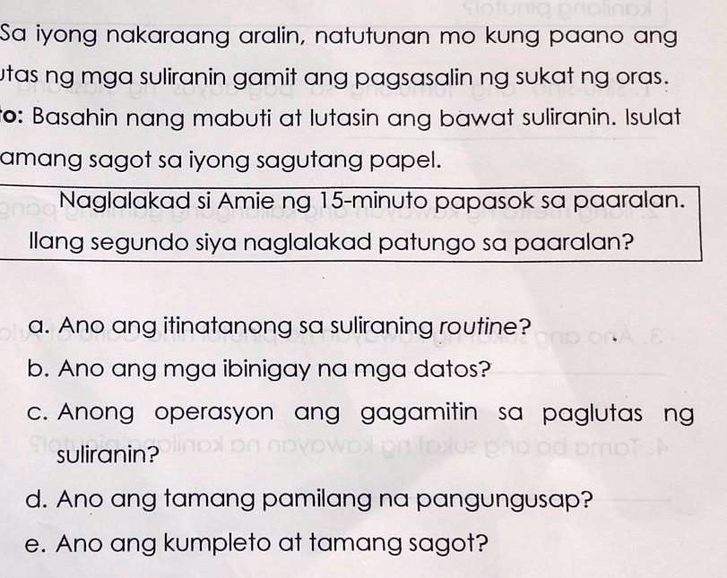 SOLVED Plss Answer The Question Sa Iyong Nakaraang Aralin Natutunan