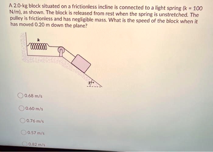 Solved A Kg Block Situated On A Frictionless Incline Is Connected