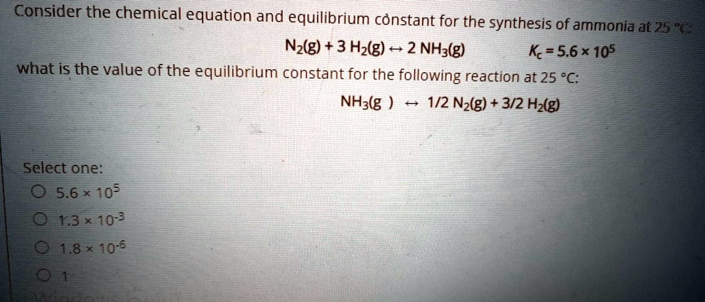 Solved Consider The Chemical Equation And Equilibrium Constant For The