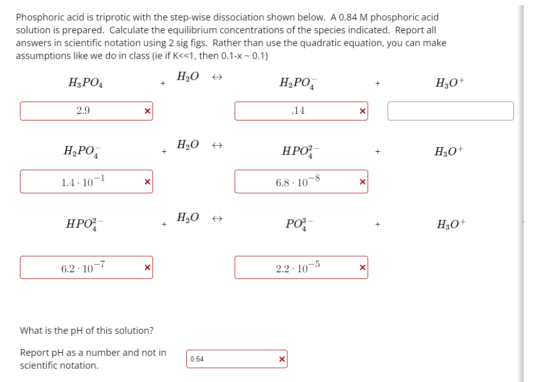 Solved Phosphoric Acid Is Triprotic With The Step Wise Dissociation