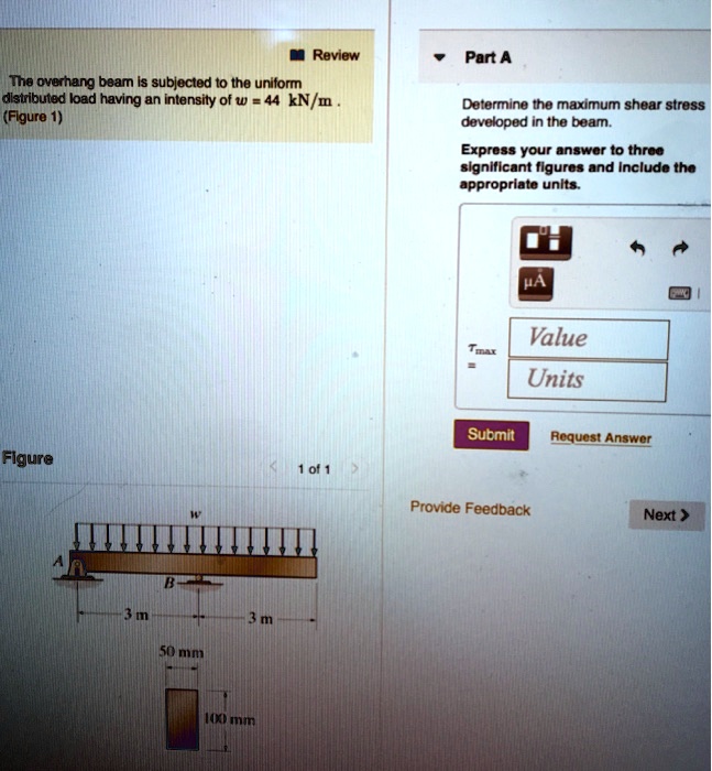 Solved Part A The Overhang Beam Is Subjected To A Uniform Distributed