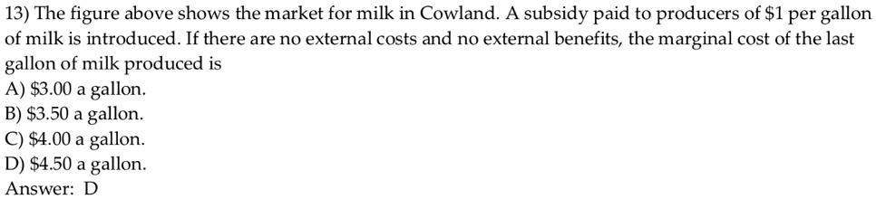 Solved The Figure Above Shows The Market For Milk In Cowland A