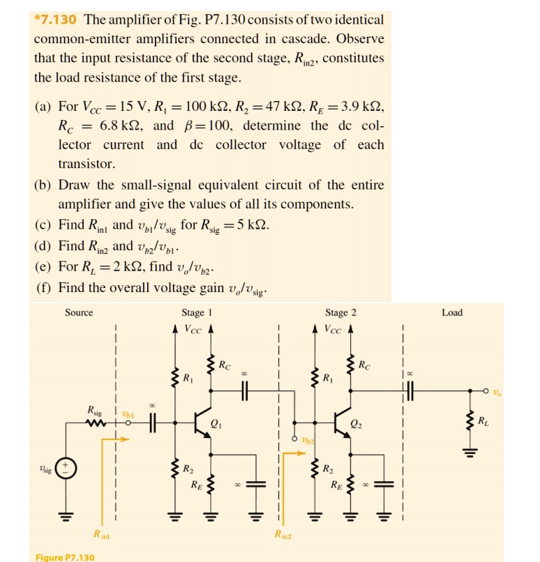 Solved The Amplifier Consists Of Two Identical Ces The