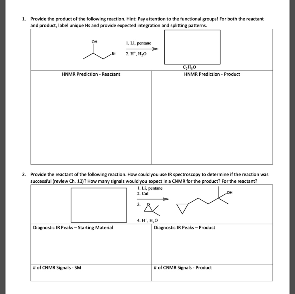 Solved Provide The Product Ofthe Following Reaction Hint Pay