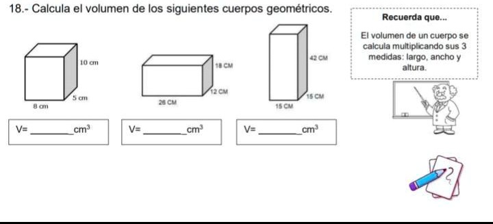 SOLVED 18 calcula el volumen de los siguientes cuerpos geométricos