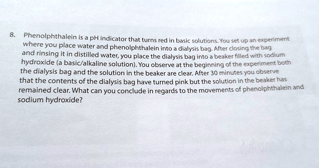 Solved Phenolphthalein Is A Ph Indicator That Turns Red In Basic