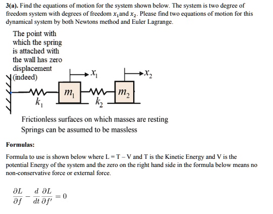 Solved Find The Equations Of Motion For The System Shown Below The