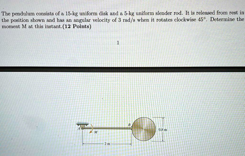 SOLVED The Pendulum Consists Of A 15 Kg Uniform Disk And A 5 Kg