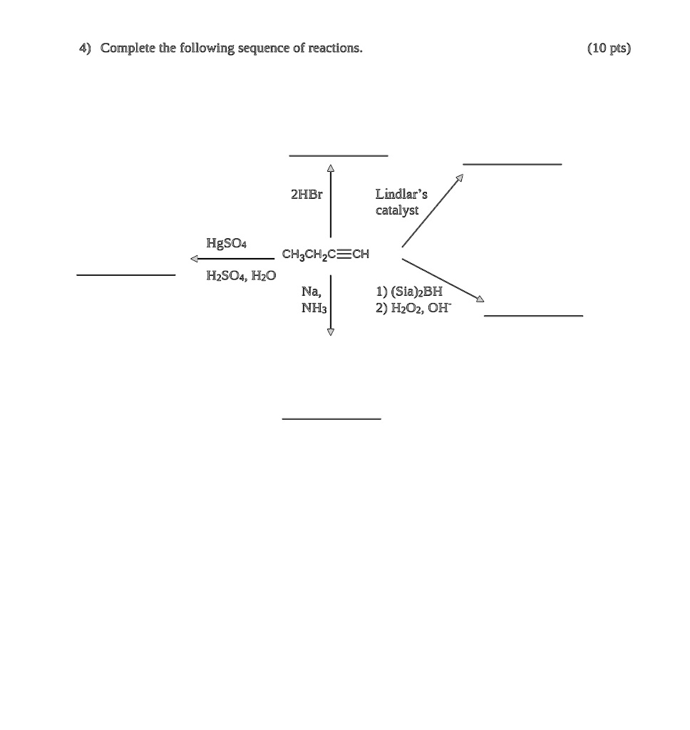 Solved Complete The Following Sequence Of Reactions Pts Hbr