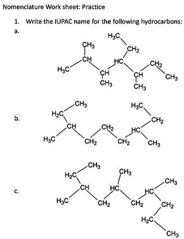 Solved Please Write The Iupac Name For The Following Hydrocarbons