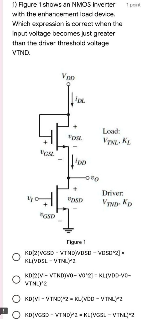 Solved Figure Shows An Nmos Inverter Point With The Enhancement Load