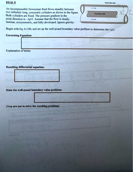 SOLVED H10 5 An Incompressible Newtonian Fluid Flows Steadily Between