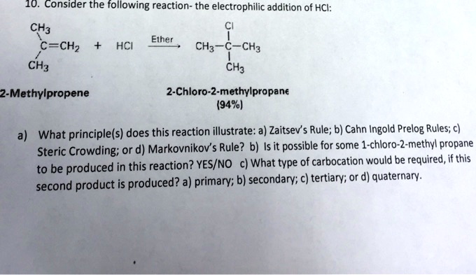 Solved Consider The Following Reaction The Electrophilic