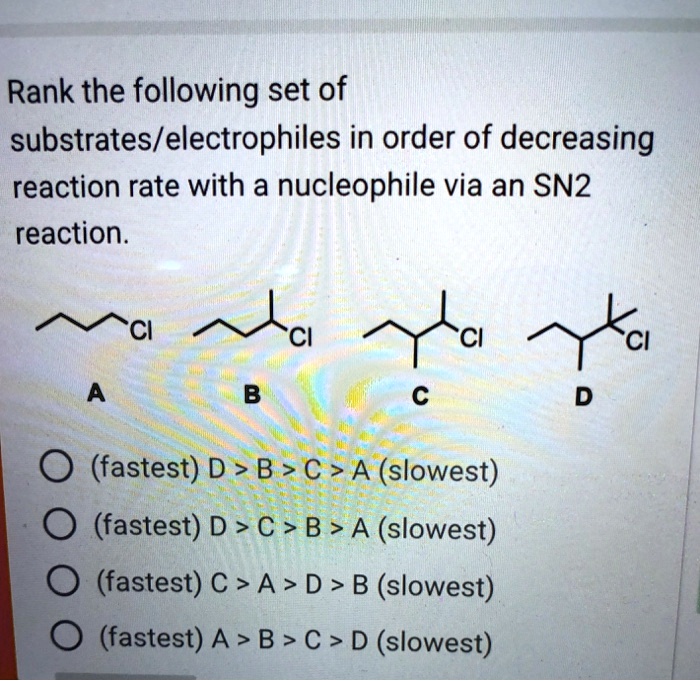 Solved Rank The Following Set Of Substrates Electrophiles In Order Of