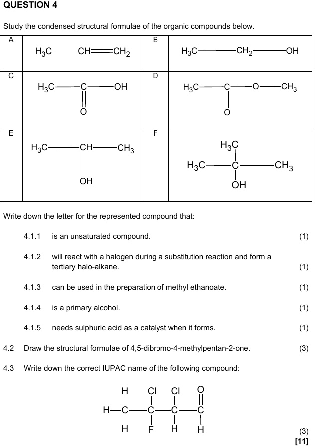 Solved Question Study The Condensed Structural Formulae Of The