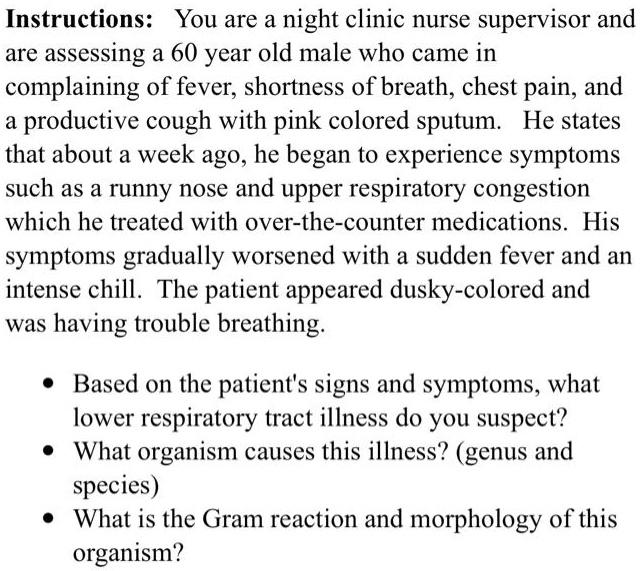 Instructions You Are A Night Clinic Nurse Supervisor And Are Assessing