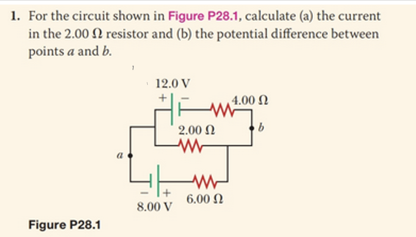 1 For The Circuit Shown In Figure P28 1 Calculate A The Current In