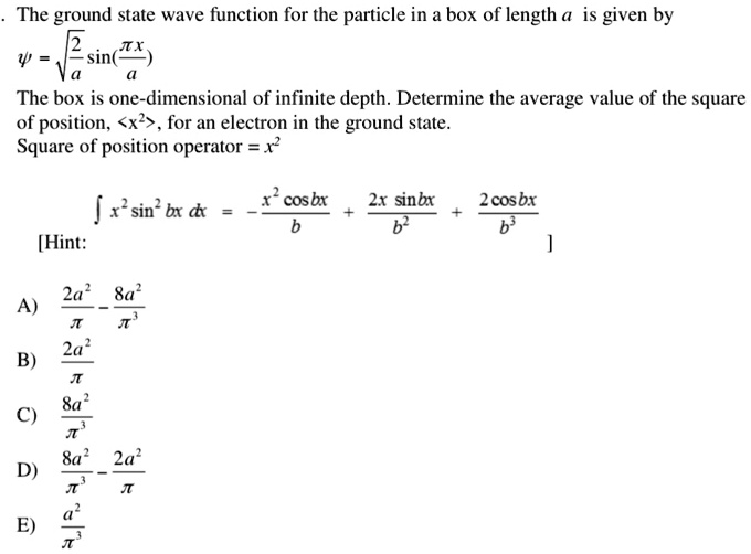 Solved The Ground State Wave Function For The Particle In Box Of