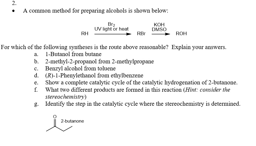 SOLVED Common Method For Preparing Alcohols Is Shown Below KOH DMSO