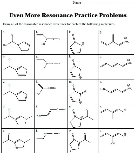 SOLVED Name Even More Resonance Practice Problems Draw All Of The