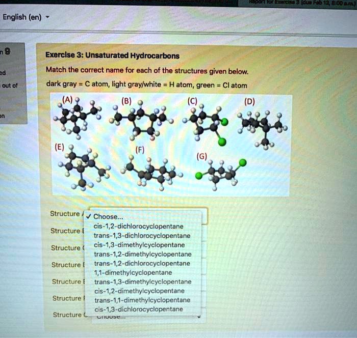 Solved Lukieht Demll English En Exerclse Unsaturated