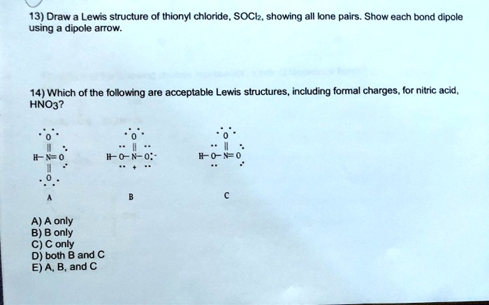 Draw A Lewis Structure Of Thionyl Chloride Socl Showing All Lone