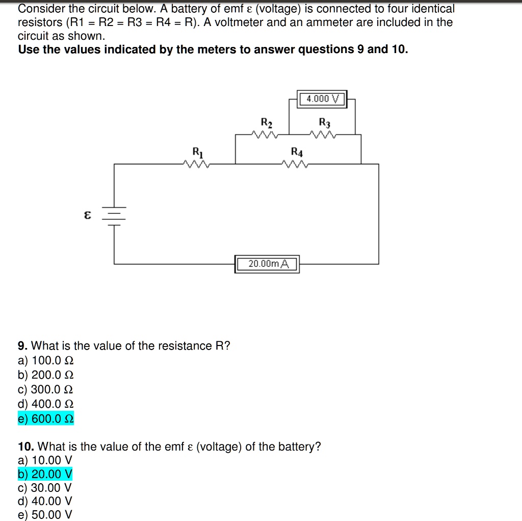 SOLVED Consider The Circuit Below A Battery Of Emf Voltage Is