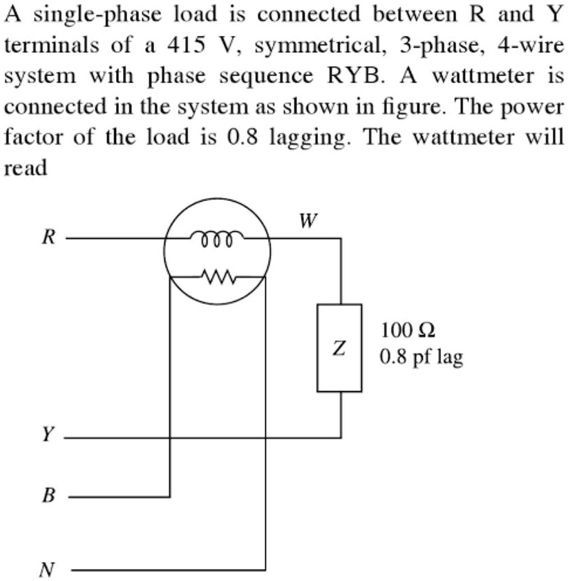 Electrical Engineering A Single Phase Load Is Connected Between R And Y