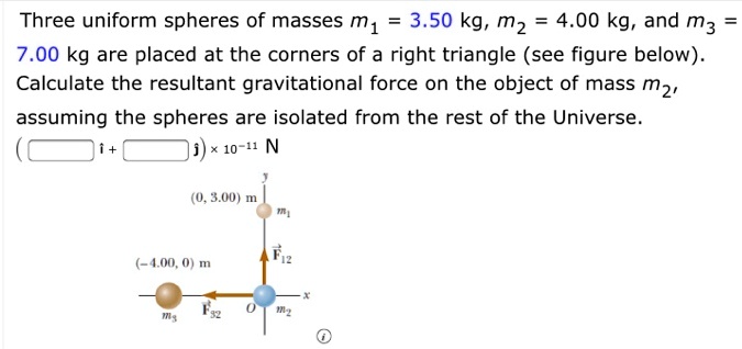 Solved Three Uniform Spheres Of Masses M Kg M Kg And