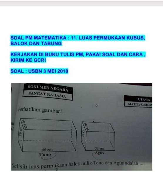 SOLVED Kak Bantu Yaa Pliss Kak Bantu SOAL PM MATEMATIKA 11 LUAS