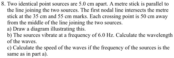 Two Identical Point Sources Are 50 Cm Apart A Metre Stick Is Parallel