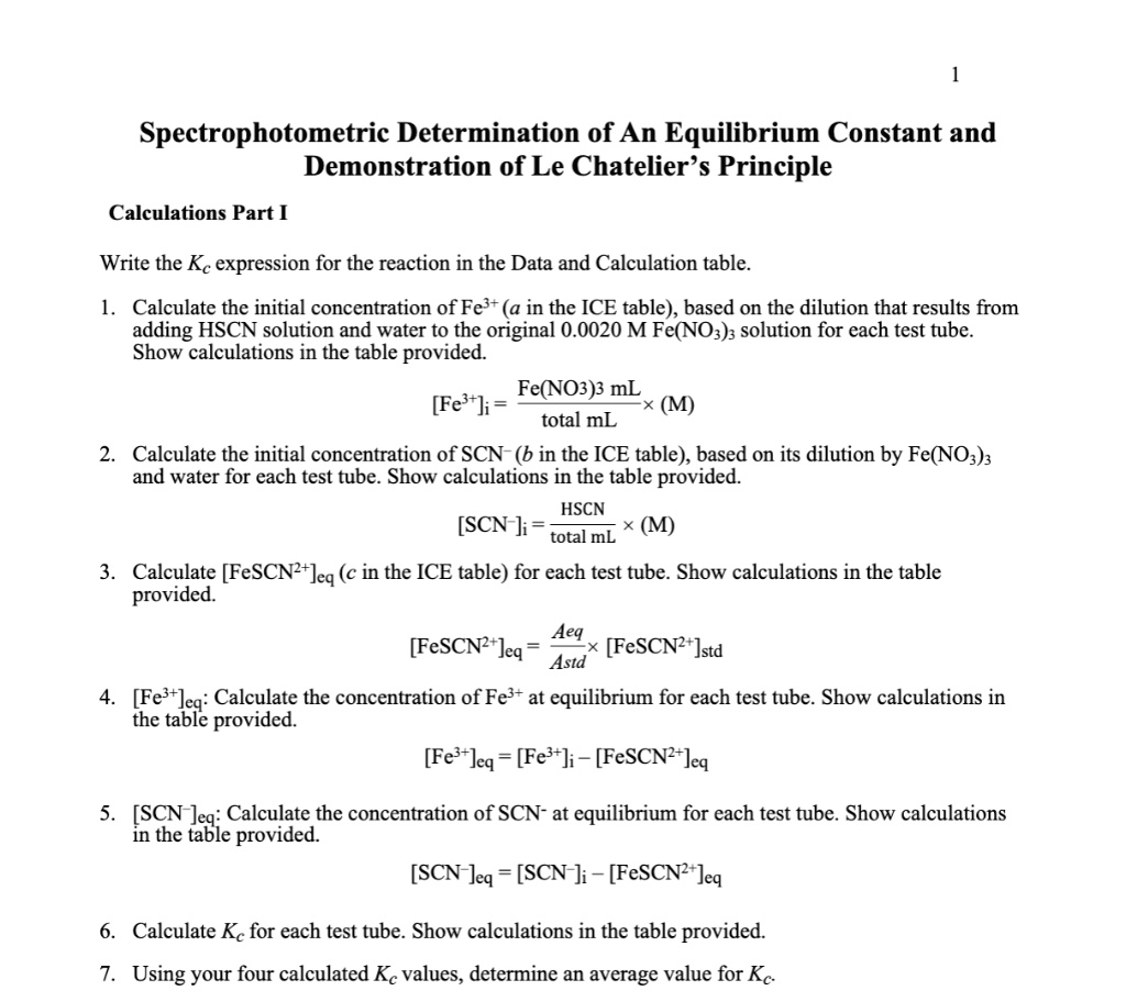 SOLVED Text Spectrophotometric Determination Of An Equilibrium