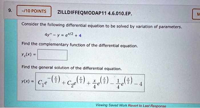 SOLVED ZILL DIFF EQ MOD AP 11 4 6 010 EP Consider The Following