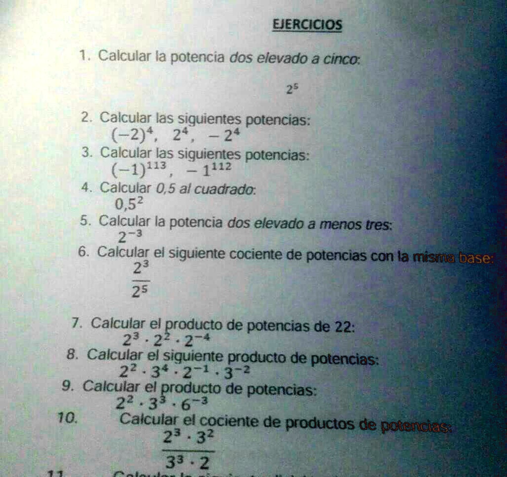 SOLVED 1 Calcular La Potencia Dos Elevado A Cinco JERCICIOS 1