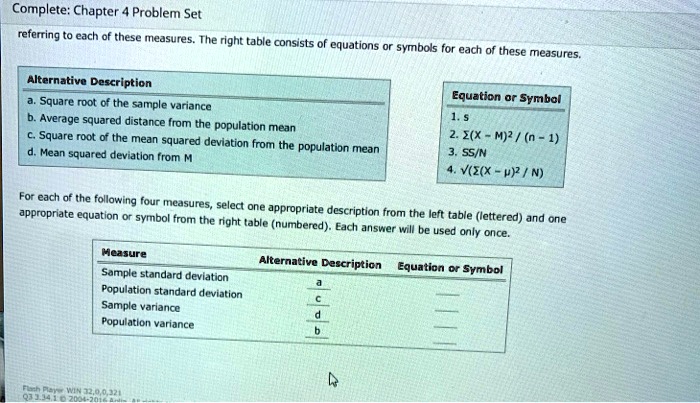 SOLVED Complete Chapter Problem Set Refering Each Of These Measures