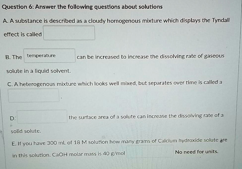 Solved Question Answer The Following Questions About Solutions Aa