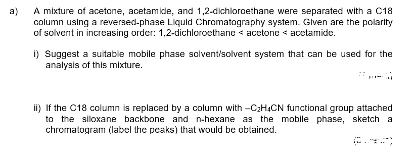 Solved A Mixture Of Acetone Acetamide And Dichloroethane Were