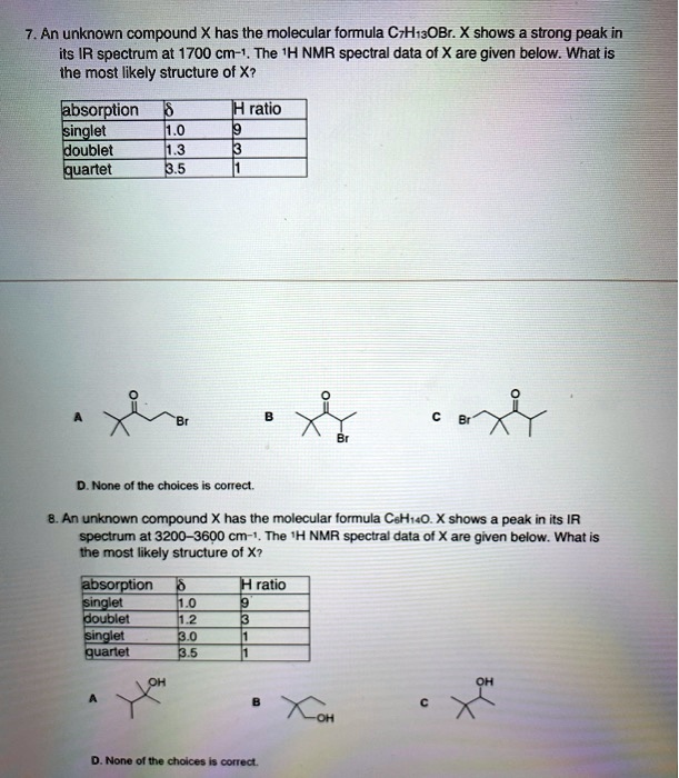 Solved An Unknown Compound X Has The Molecular Formula Czhtsobr X