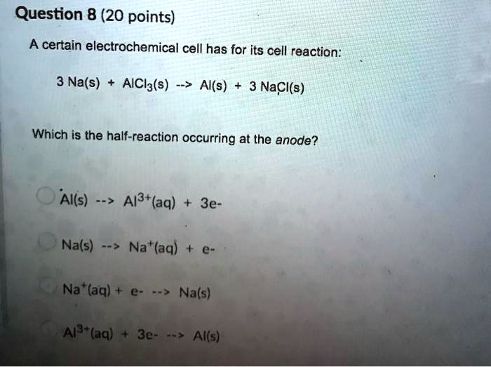 Solved Question Points A Certain Electrochemical Cell Has For