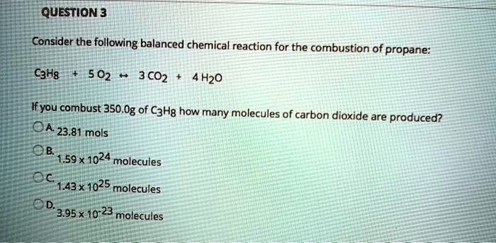 Solved Question Consider The Following Balanced Chemical Reaction