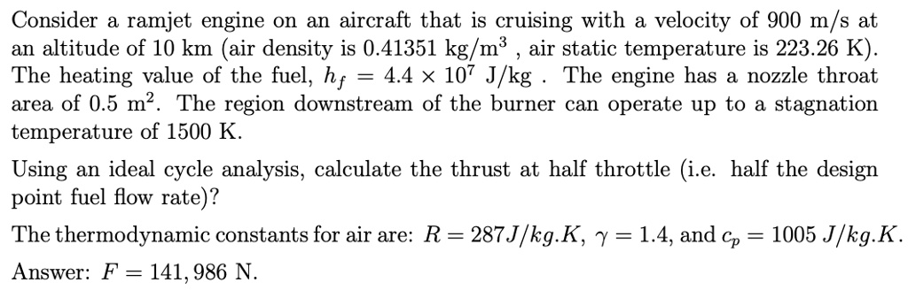 Solved Consider A Ramjet Engine On An Aircraft That Is Cruising With A