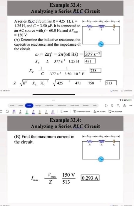 Solved Example Analyzing A Series Rlc Circuit A Series Rlc