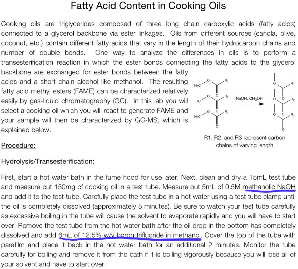 Solved In This Experiment What Happens To The Triglyceride In The