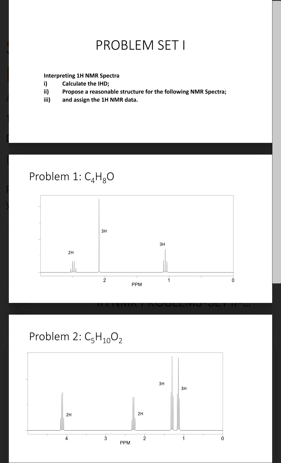 SOLVED PROBLEM SET I Interpreting 1H NMR Spectra I Calculate The IHD