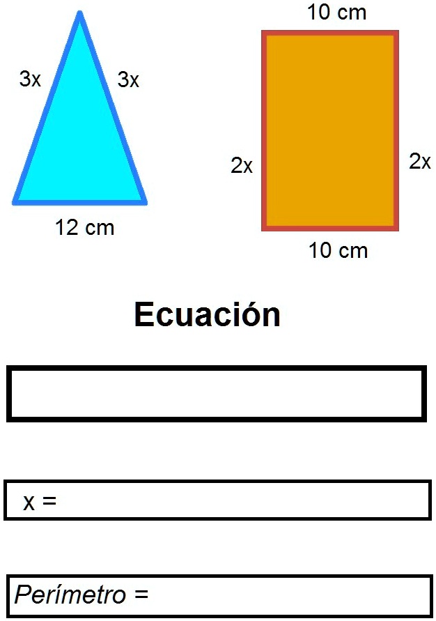 SOLVED Sabiendo que cada pareja de figuras tiene el mismo perímetro